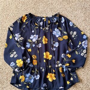 Old Navy Floral Print Blouse in Navy and Yellow For 10-14 year olds